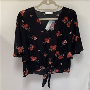Lush Krisantha Blouse - XS - black/floral